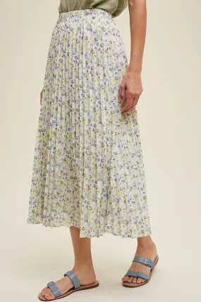 Abstract Pleated Midi Skirt