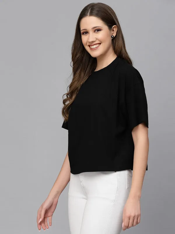 Anti Odour Boxy Fit Black T-shirt For Women
