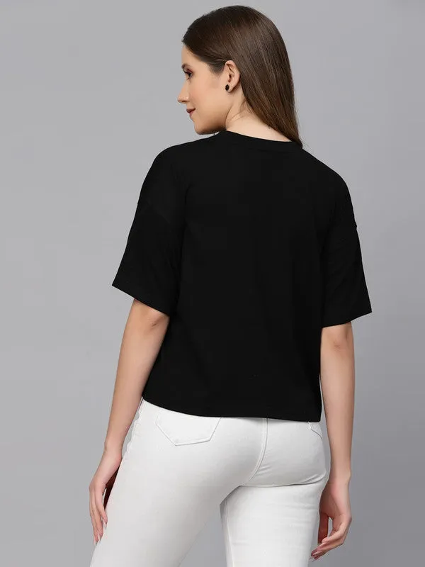 Anti Odour Boxy Fit Black T-shirt For Women