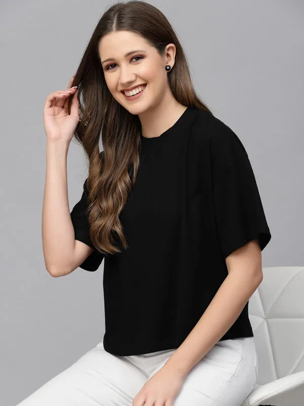 Anti Odour Boxy Fit Black T-shirt For Women