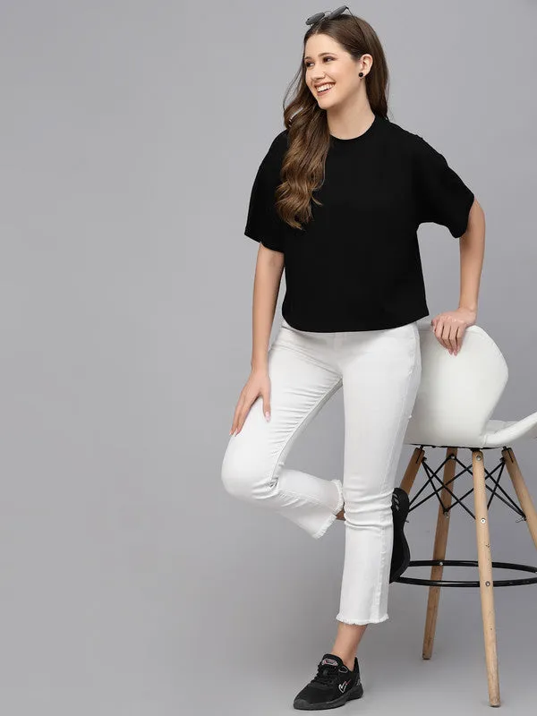Anti Odour Boxy Fit Black T-shirt For Women