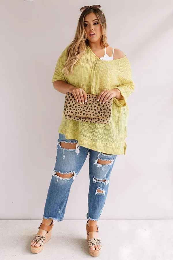 Bali Coast Knit Shift Tunic In Lime Punch Curves
