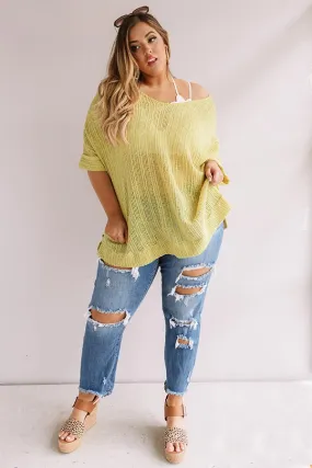 Bali Coast Knit Shift Tunic In Lime Punch Curves