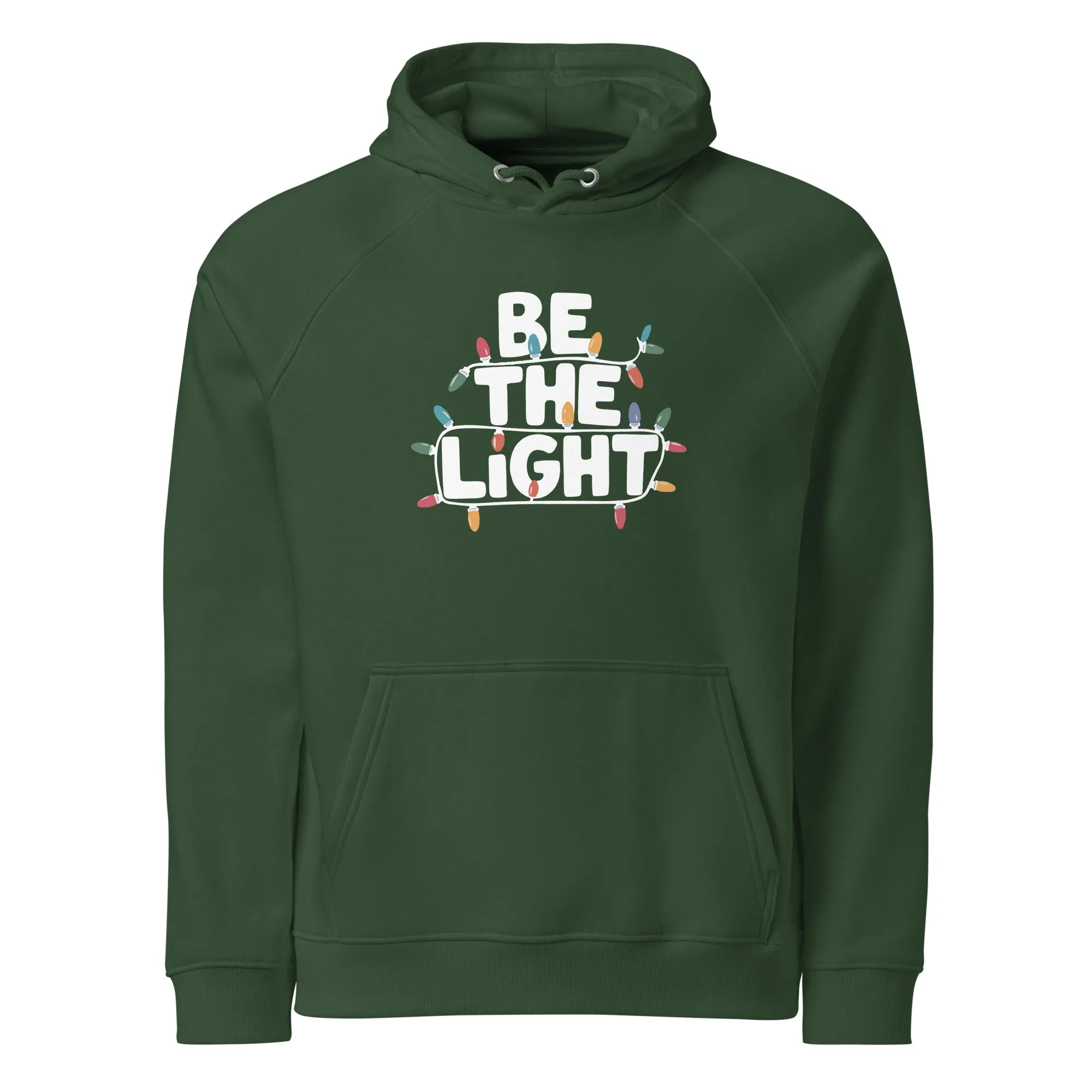 Be The Light White Graphics Men Eco Raglan Hoodie