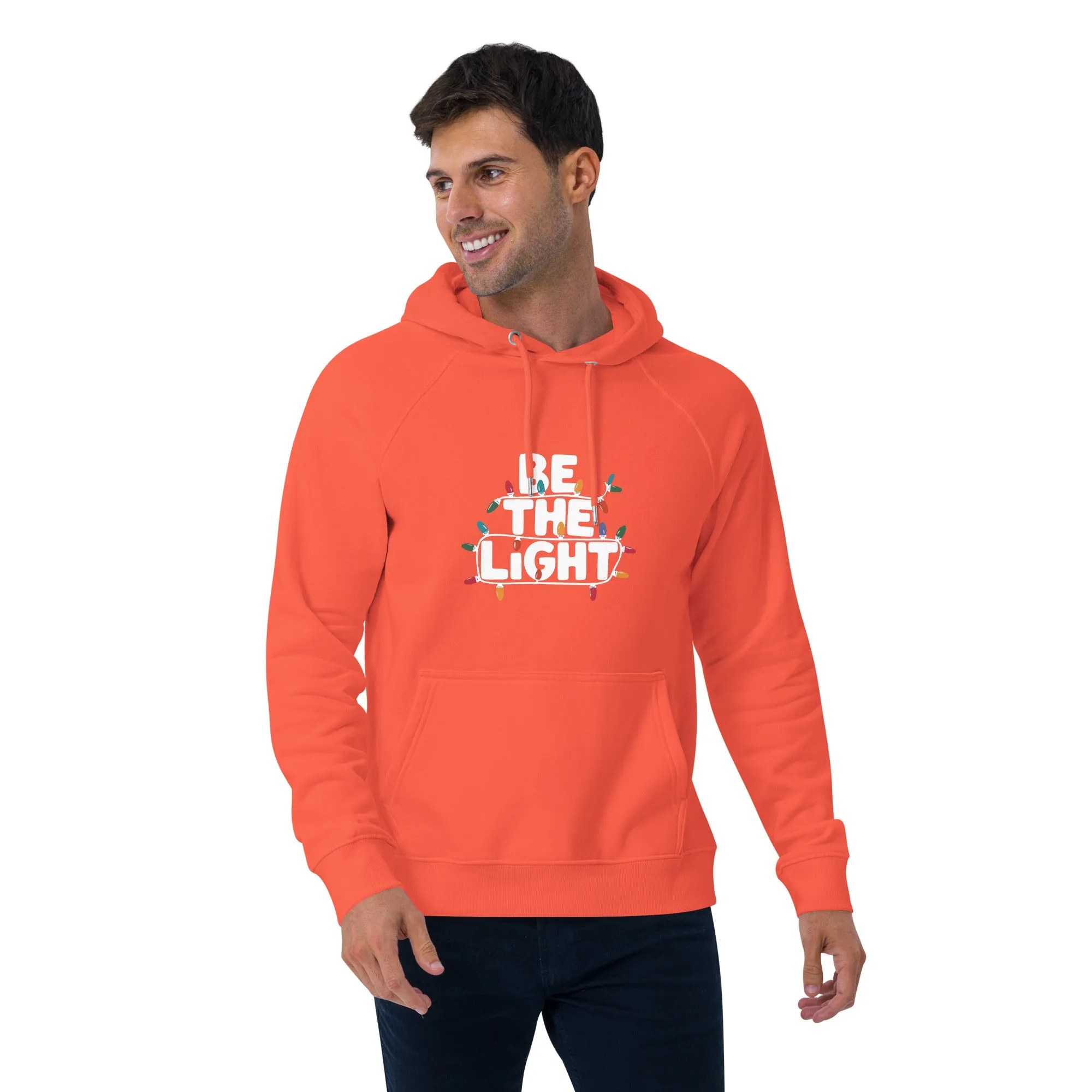 Be The Light White Graphics Men Eco Raglan Hoodie
