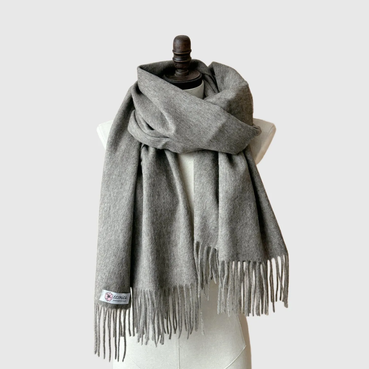 Black Long Lambswool scarf | Pure Wool Shawl