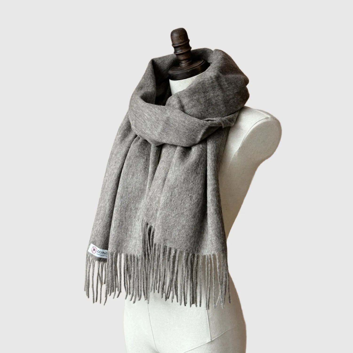 Black Long Lambswool scarf | Pure Wool Shawl