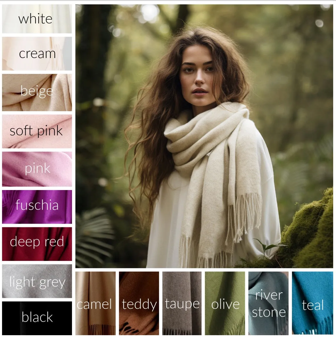 Black Long Lambswool scarf | Pure Wool Shawl