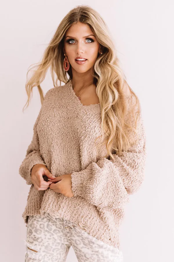 Casual Cuddles Sweater In Taupe