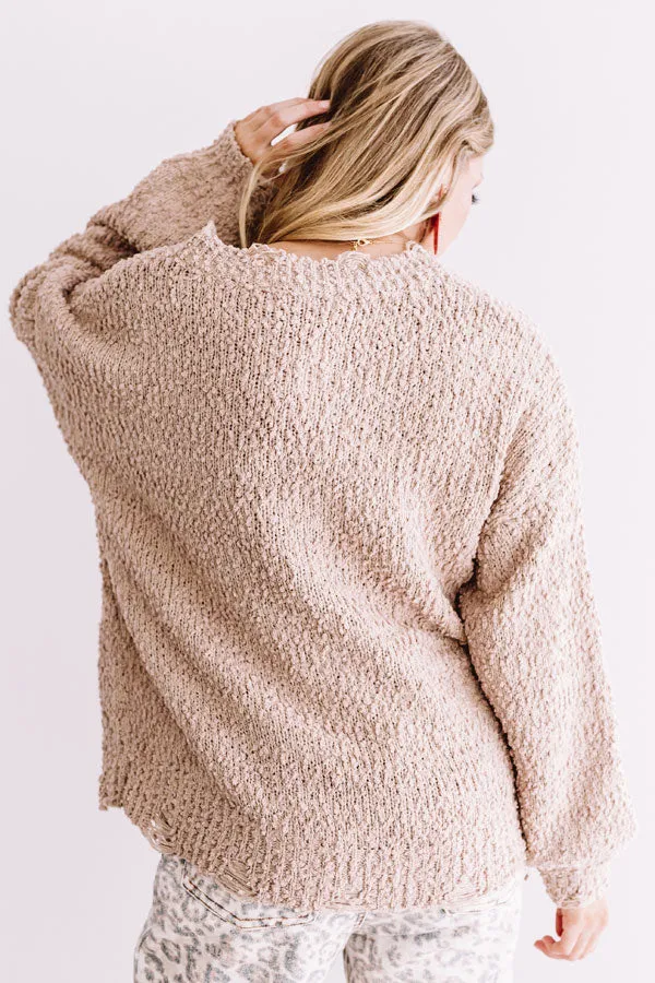 Casual Cuddles Sweater In Taupe