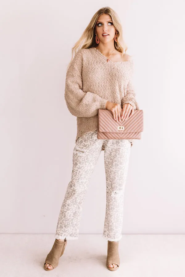Casual Cuddles Sweater In Taupe