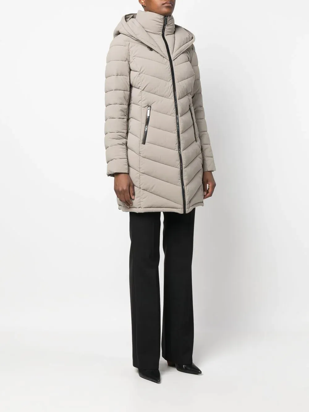 Chevron Quilt Puffer - Taupe