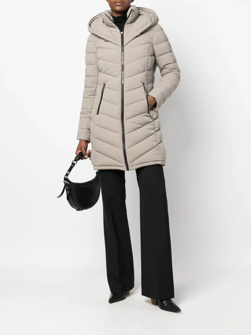 Chevron Quilt Puffer - Taupe