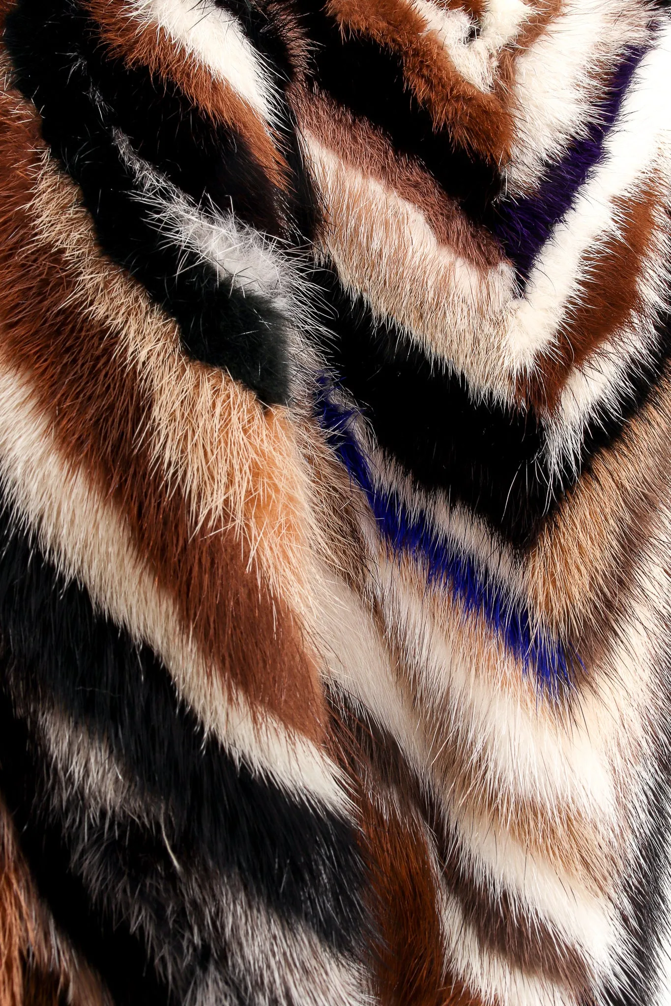 Chevron Tiger Stripe Fur Coat