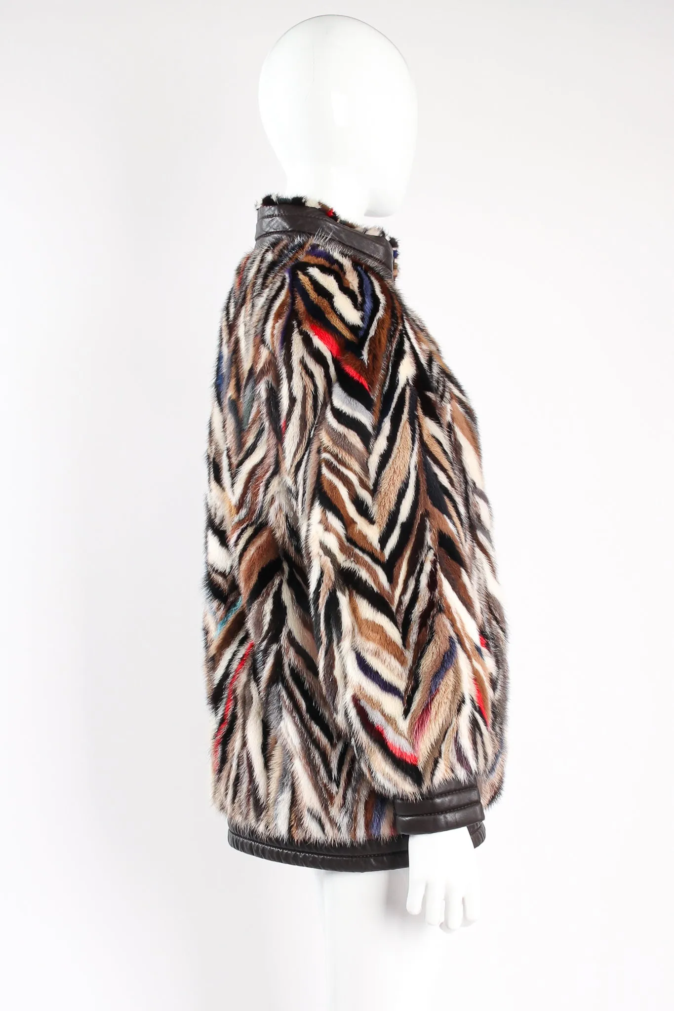 Chevron Tiger Stripe Fur Coat