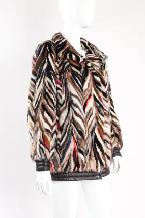 Chevron Tiger Stripe Fur Coat