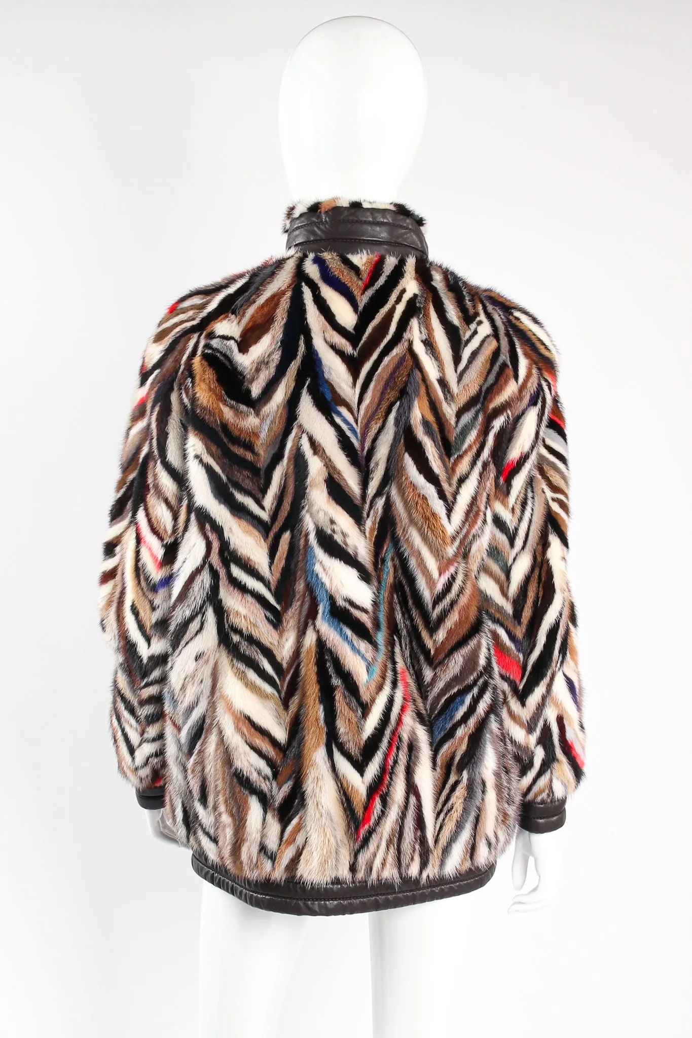 Chevron Tiger Stripe Fur Coat