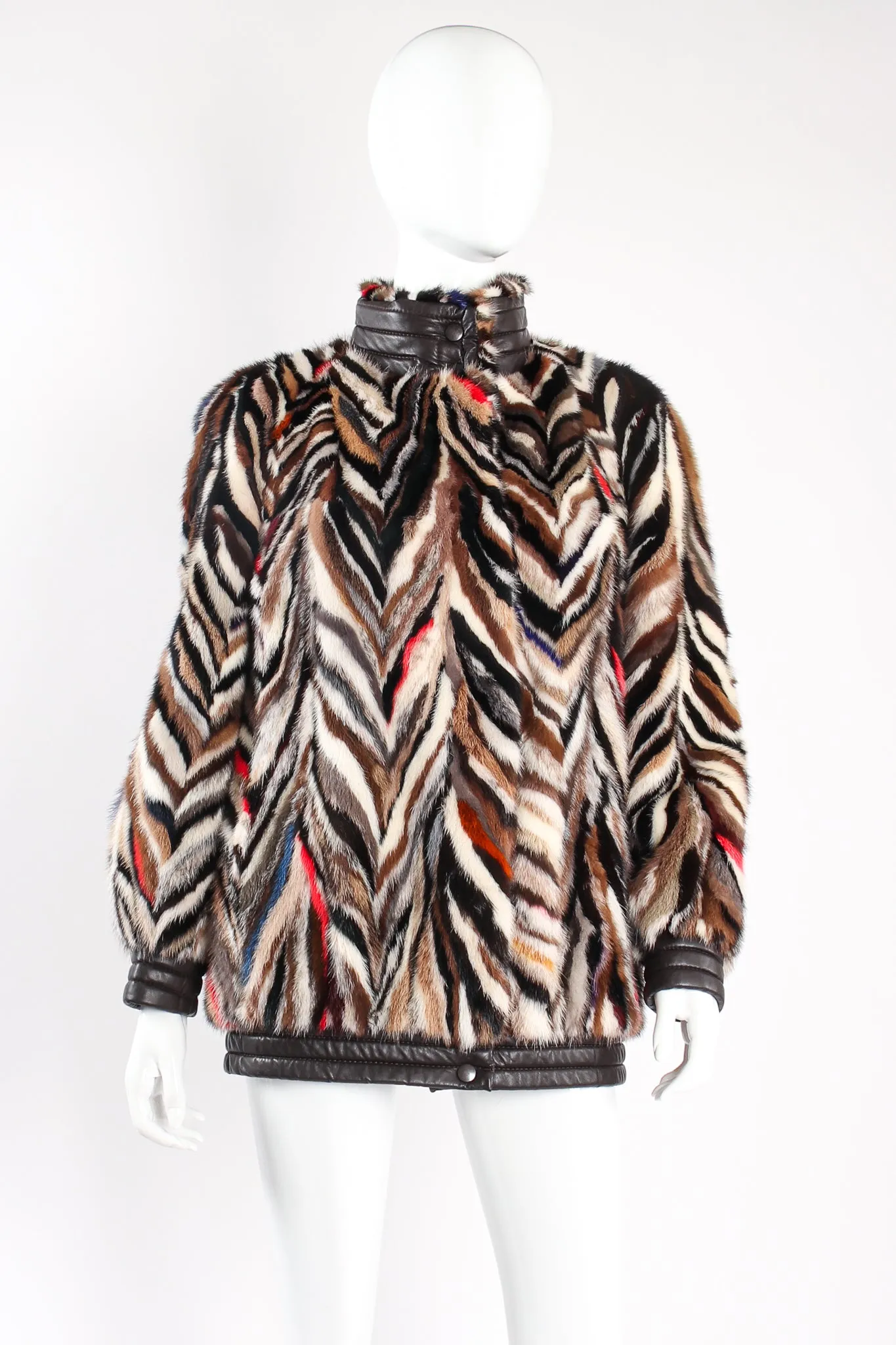 Chevron Tiger Stripe Fur Coat