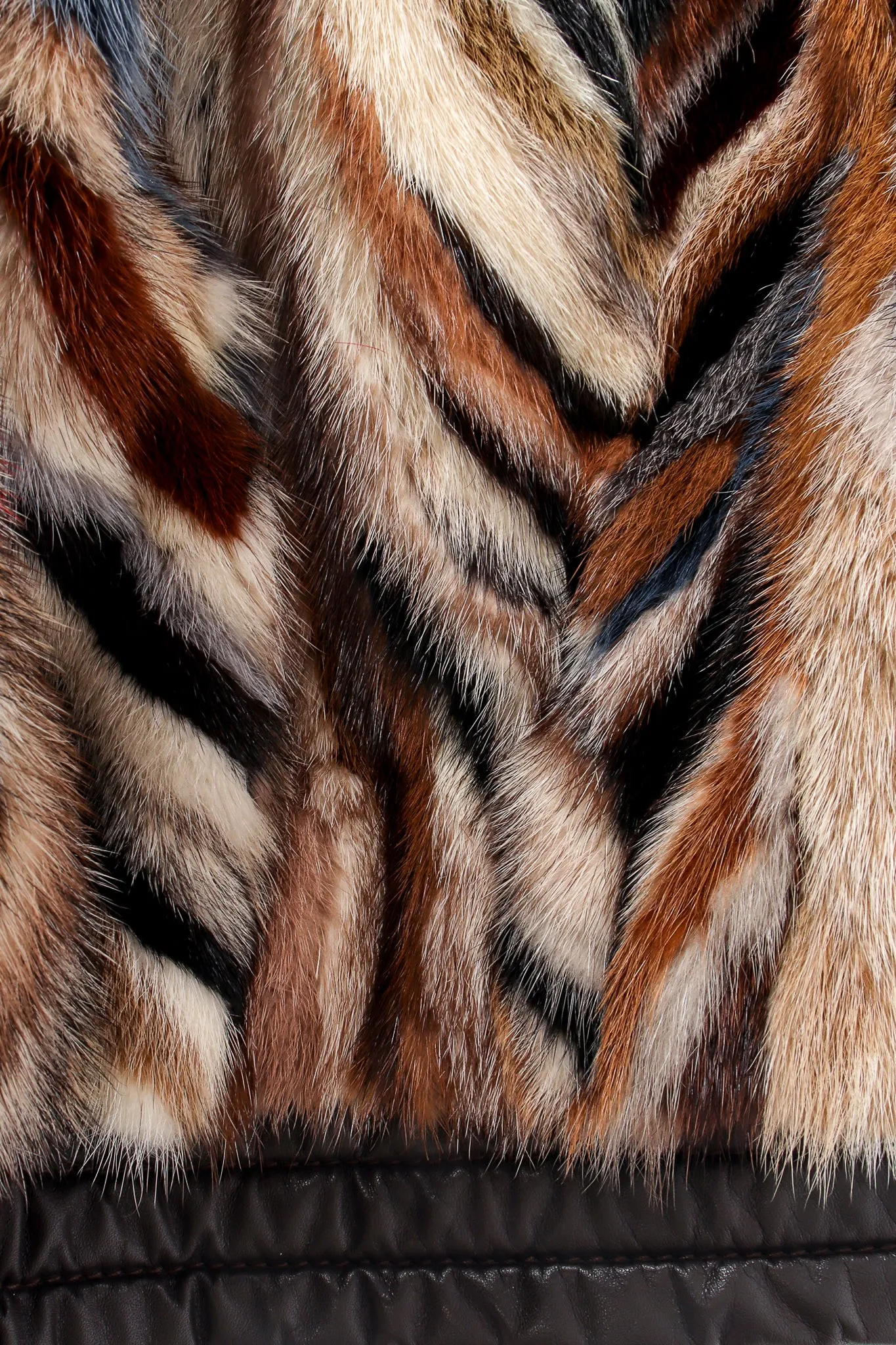 Chevron Tiger Stripe Fur Coat