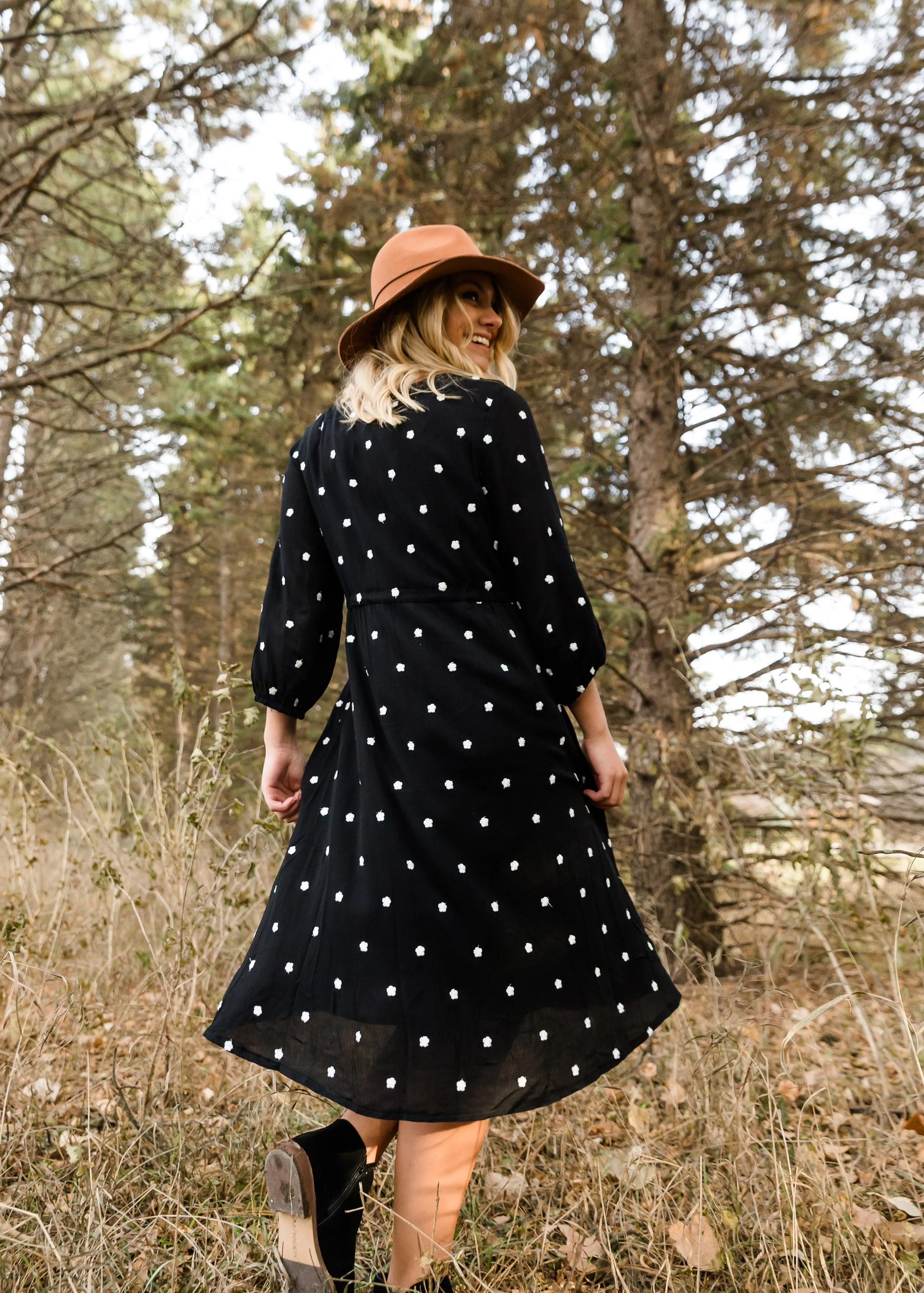 Detail Print Drawstring Midi Dress - FINAL SALE