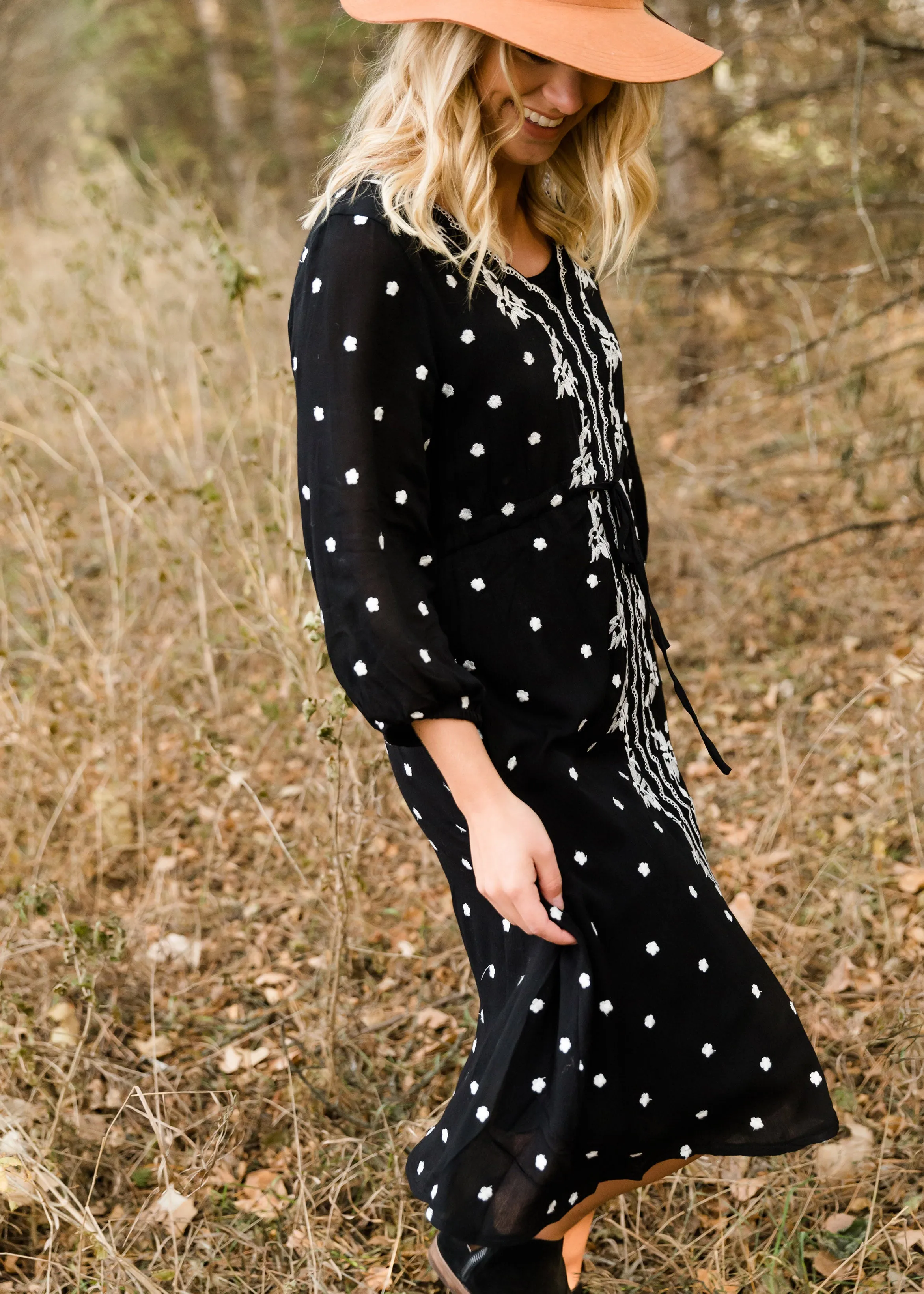 Detail Print Drawstring Midi Dress - FINAL SALE