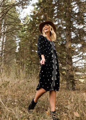 Detail Print Drawstring Midi Dress - FINAL SALE