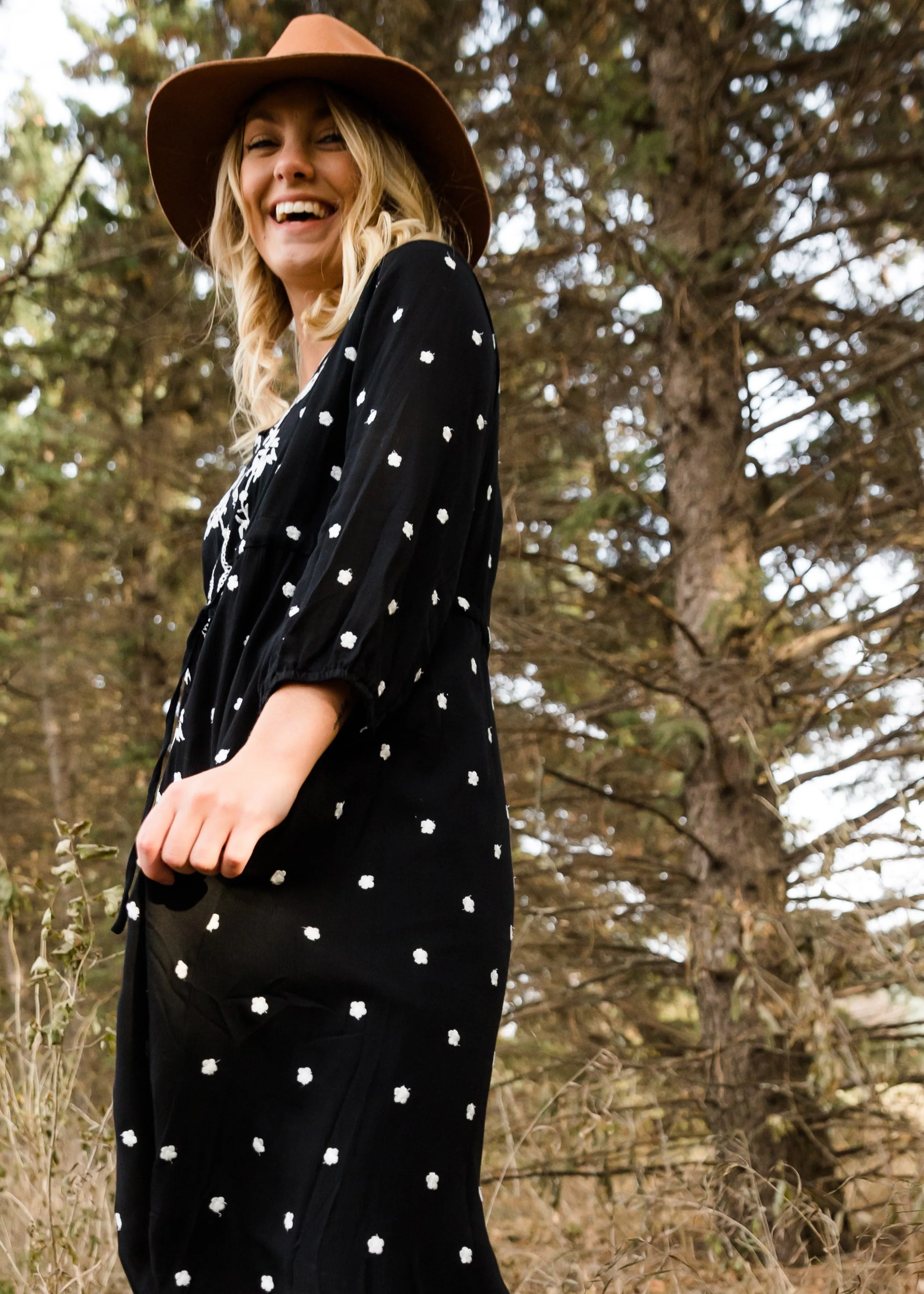 Detail Print Drawstring Midi Dress - FINAL SALE