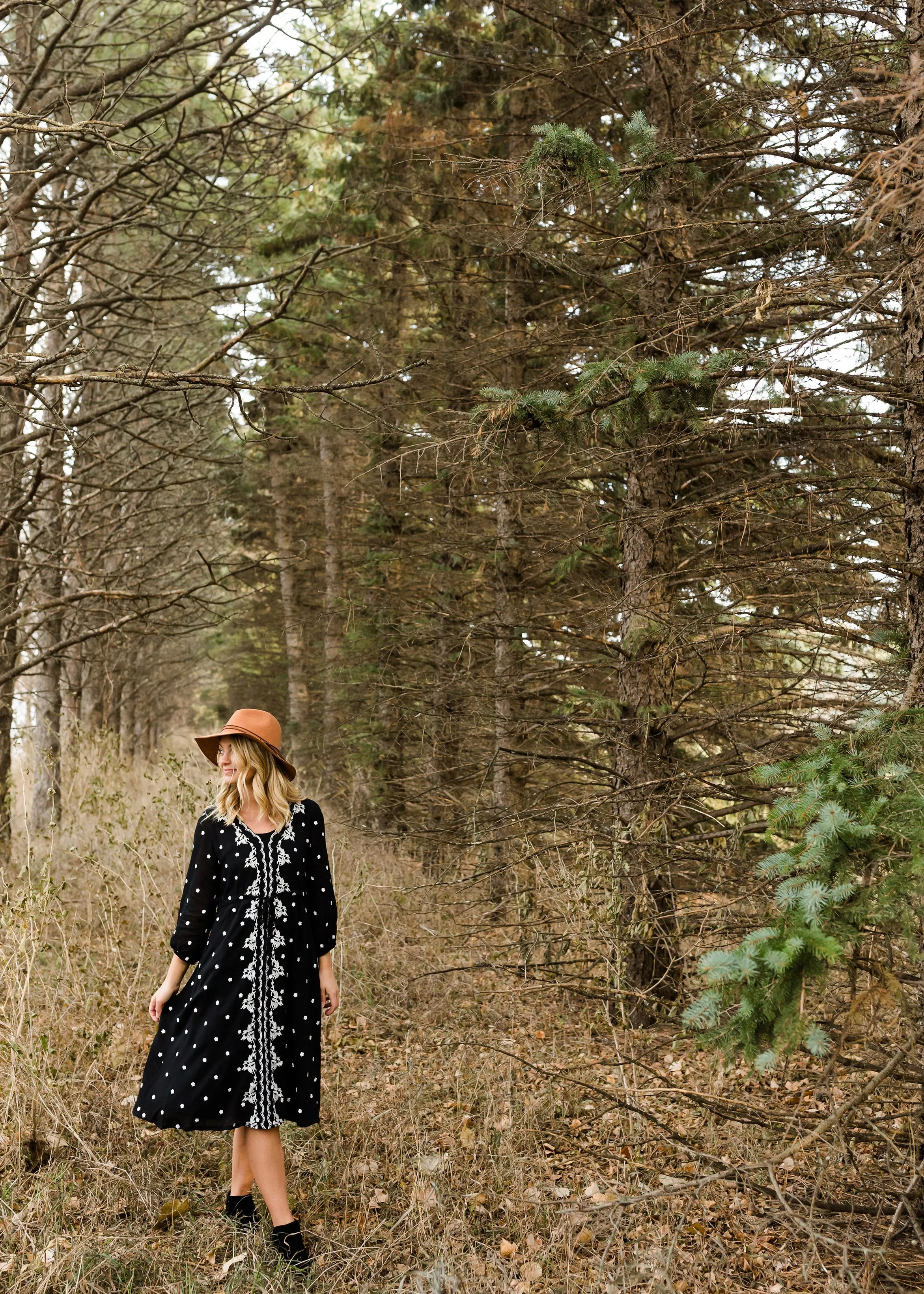 Detail Print Drawstring Midi Dress - FINAL SALE