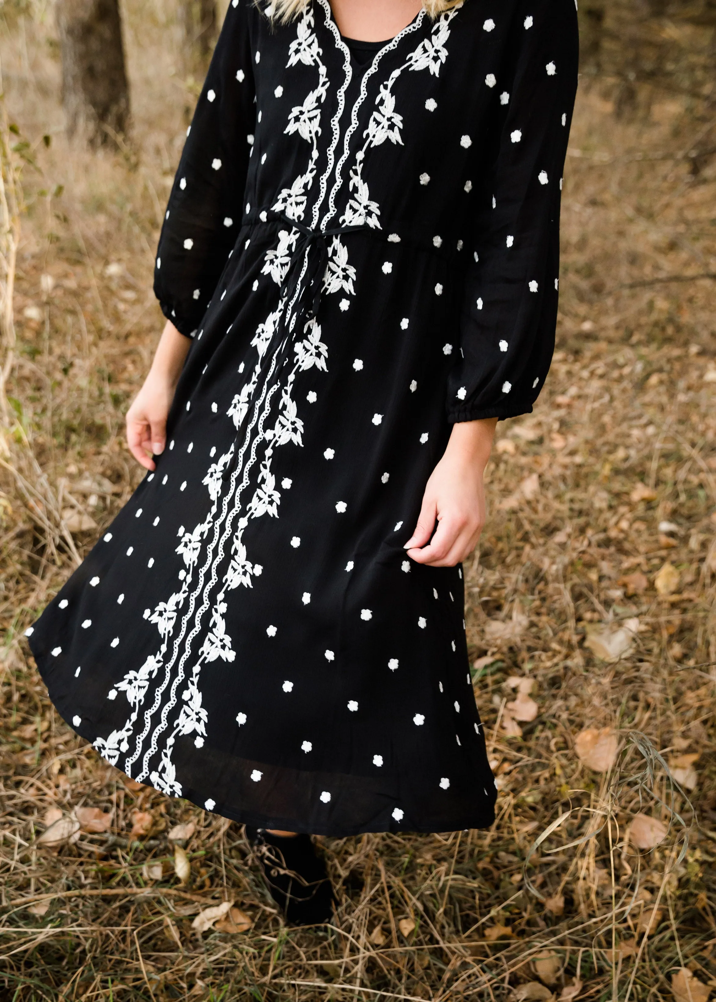 Detail Print Drawstring Midi Dress - FINAL SALE