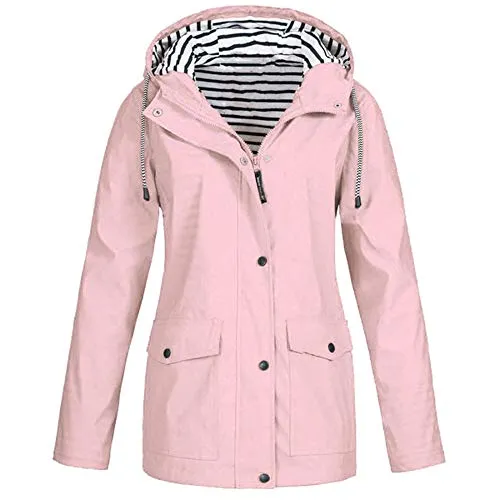 DIOMOR Outdoor Climbing Waterproof Raincoat For Women Fashion Windbreaker With Hood Drawstring 5XL Rain Jacket Outerwear