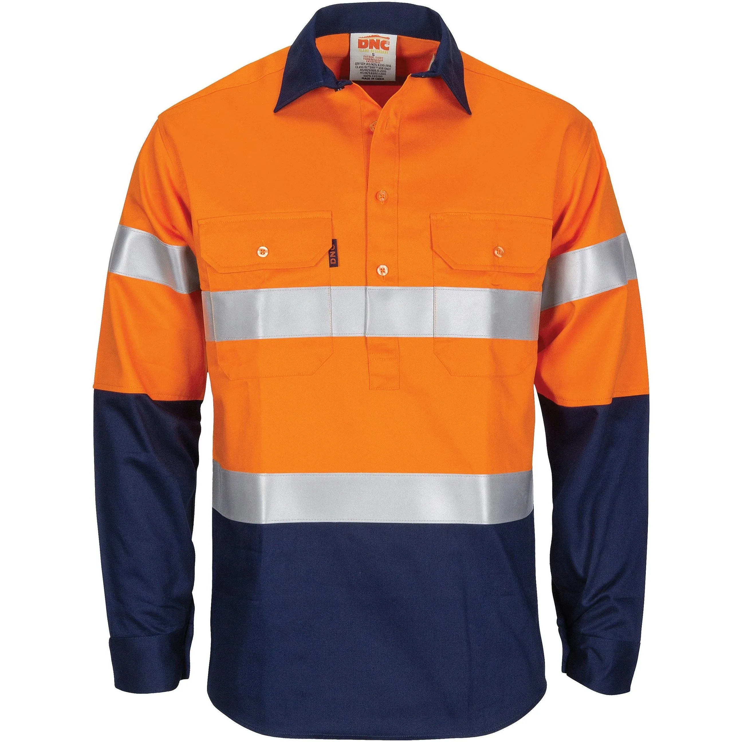 DNC Patron Saint Flame Retardant Two Tone Closed Front Cotton Shirt with 3M F/R Tape - L/S (3407)