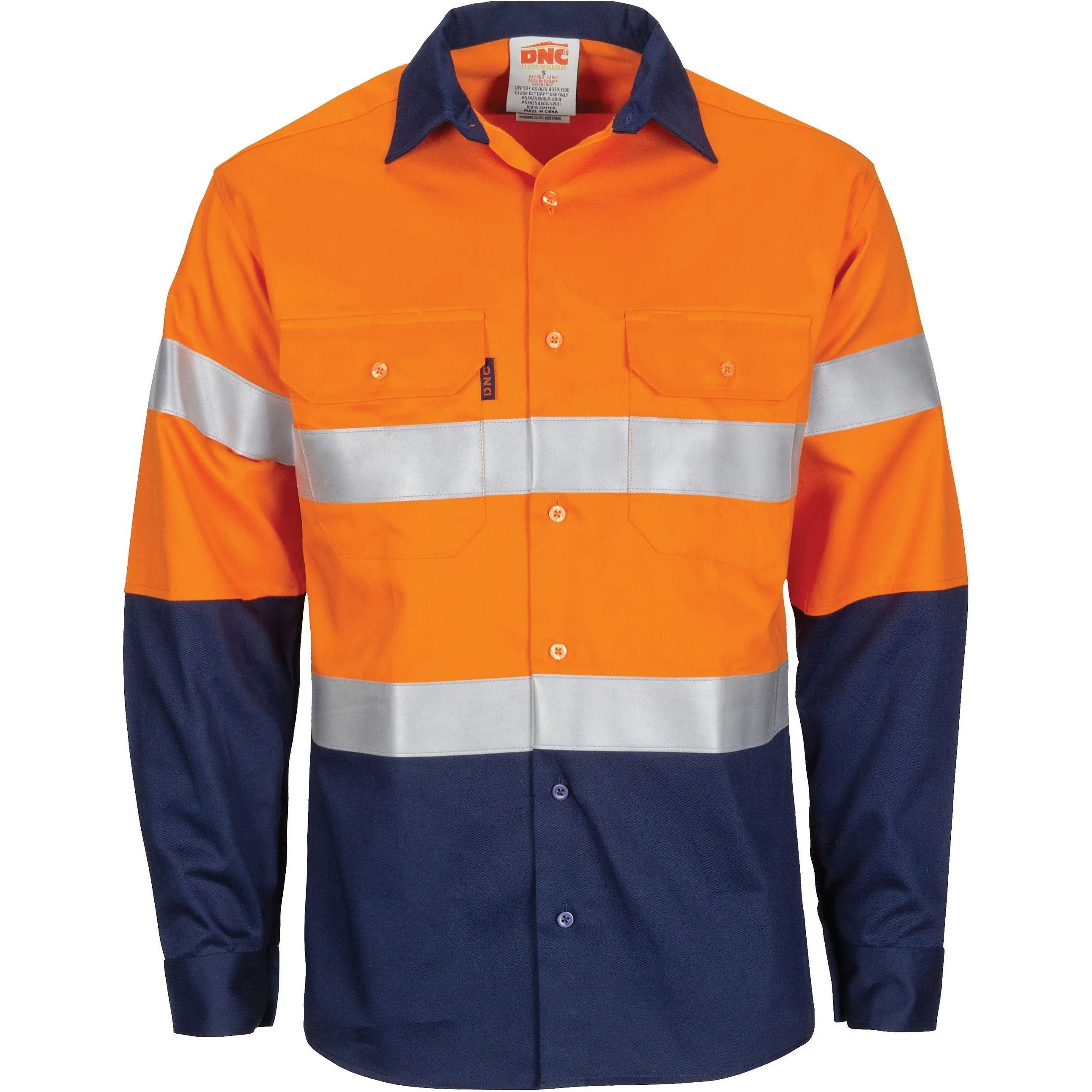 DNC Patron Saint Flame Retardant Two Tone Cotton Shirt with 3M F/R Tape - L/S (3409)