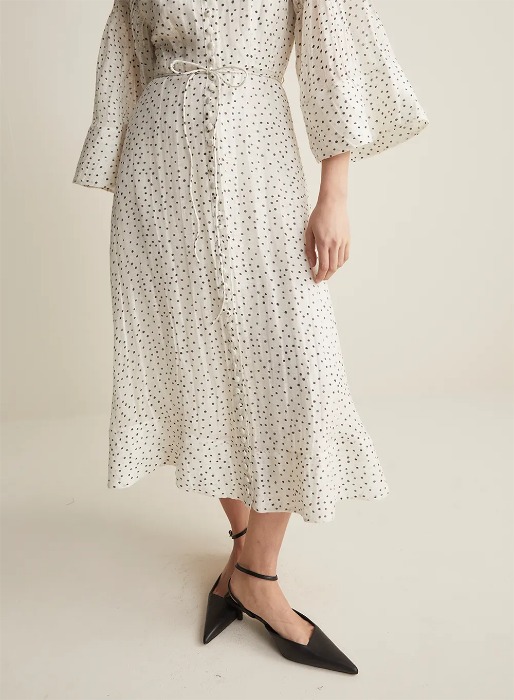 Dottie Silk Linen Midi Shirt Dress