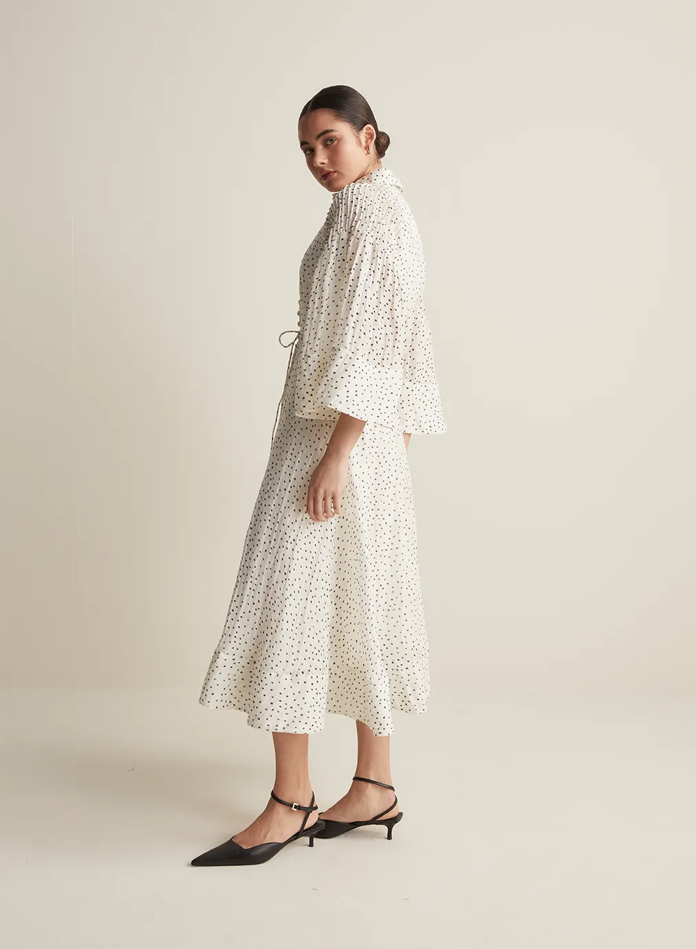 Dottie Silk Linen Midi Shirt Dress