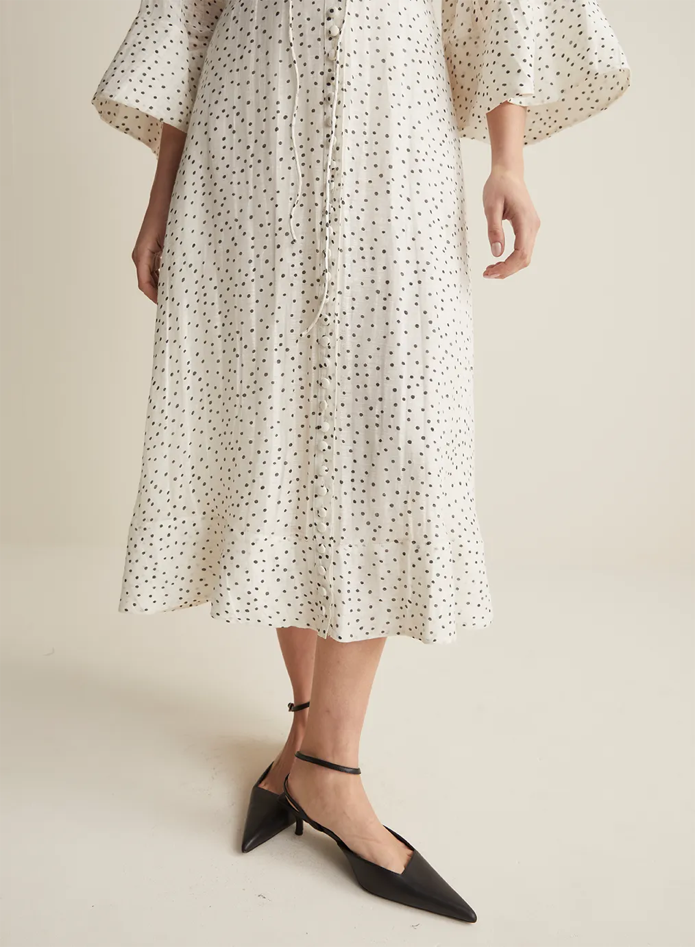 Dottie Silk Linen Midi Shirt Dress