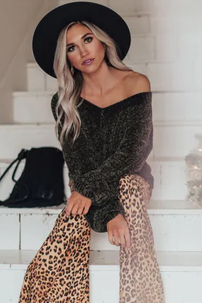 Dreamy Afternoon Chenille Sweater In Army Green