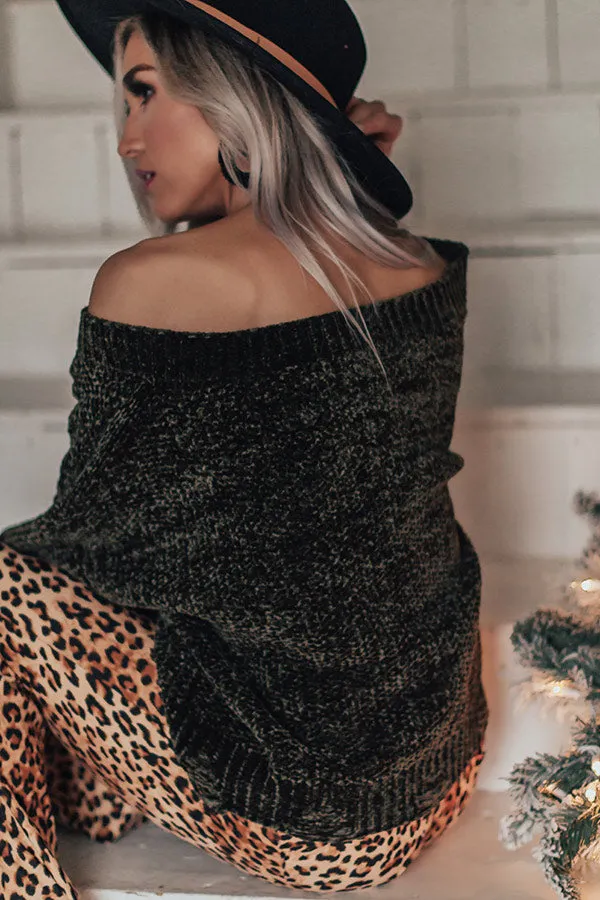 Dreamy Afternoon Chenille Sweater In Army Green
