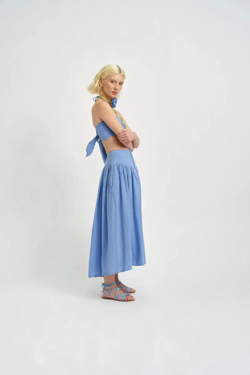 Eliza Faulkner Lucille Skirt (Blue Linen)