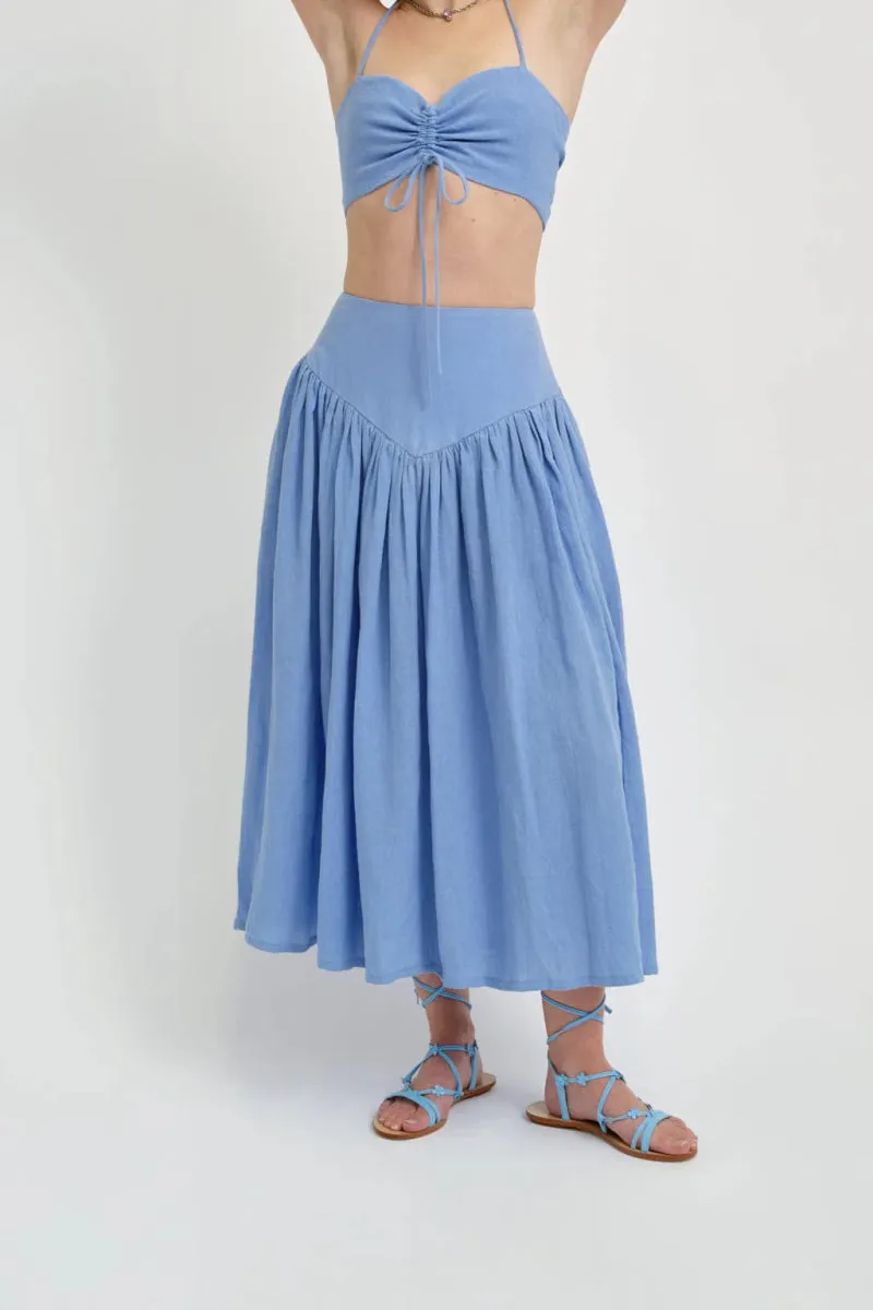 Eliza Faulkner Lucille Skirt (Blue Linen)