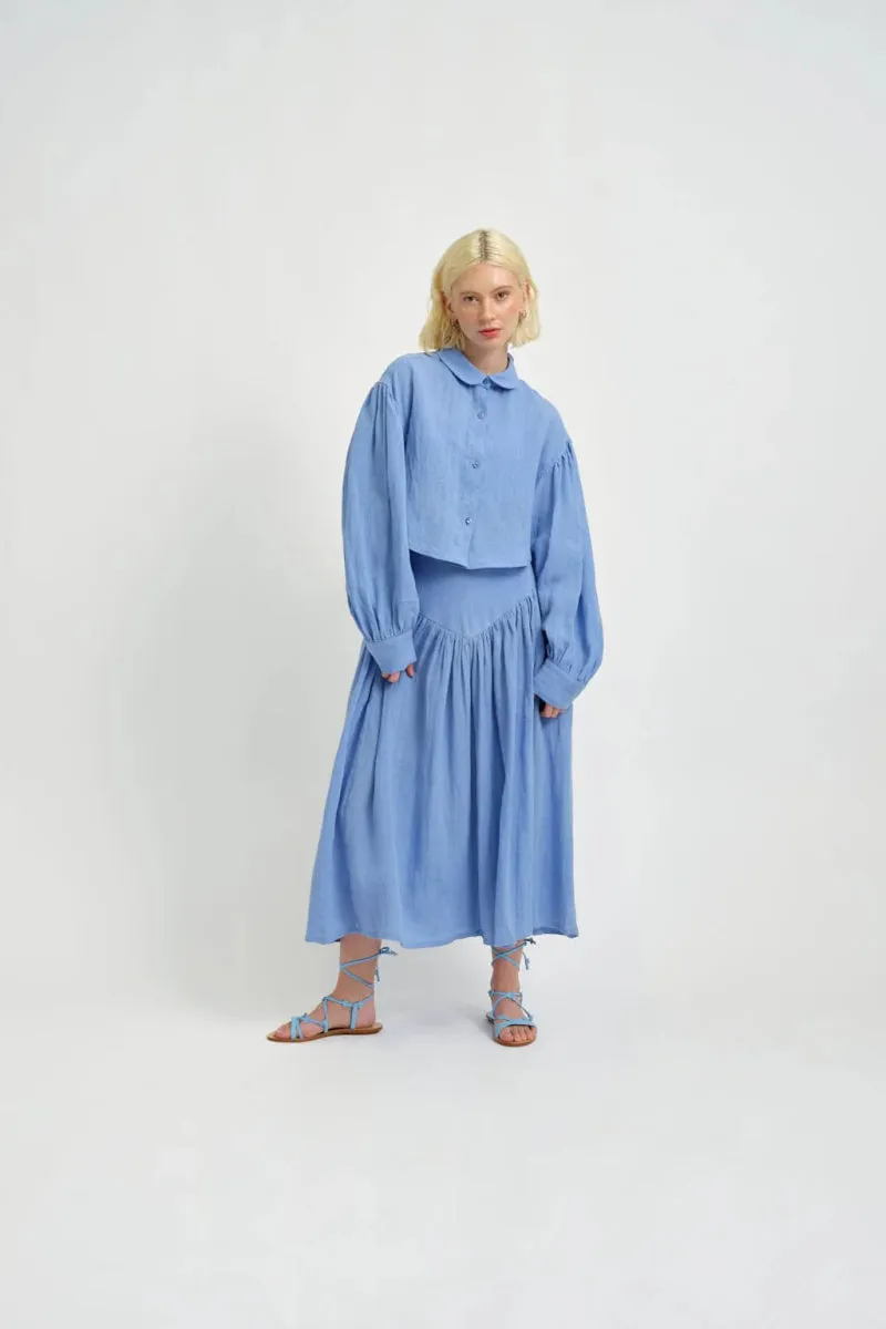 Eliza Faulkner Lucille Skirt (Blue Linen)