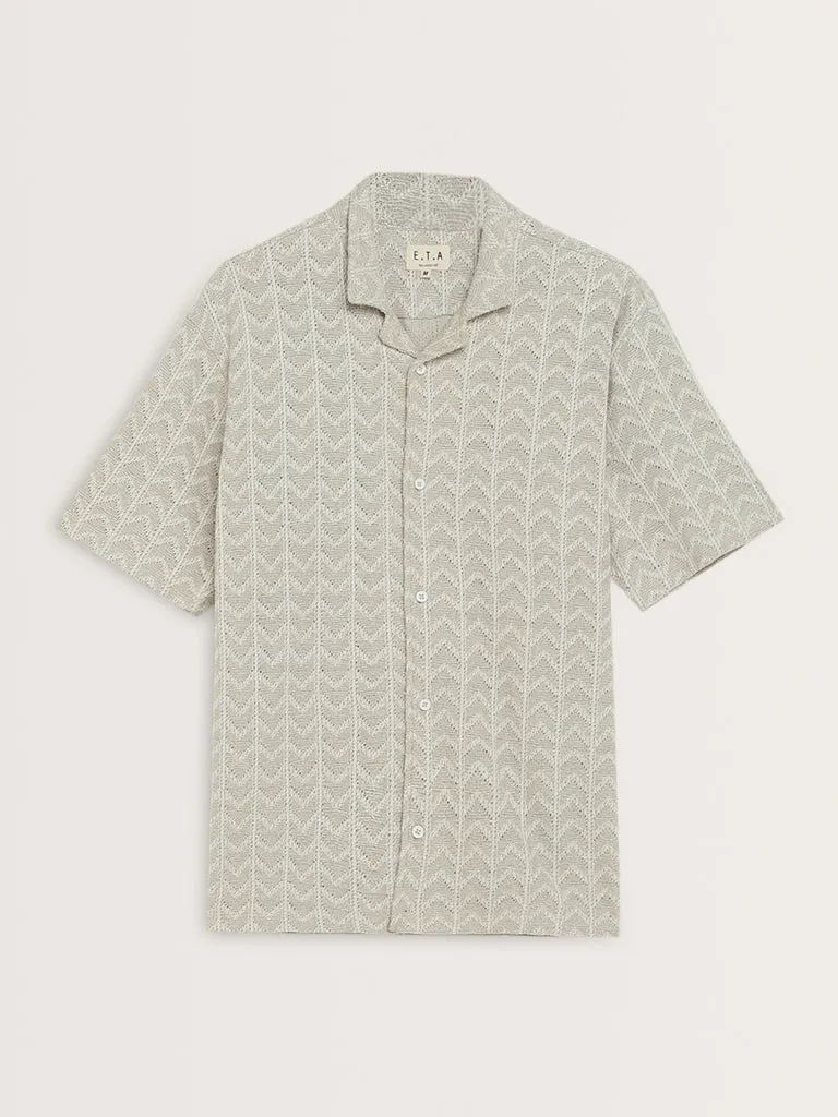 ETA Light Beige Chevron Design Relaxed Fit Shirt