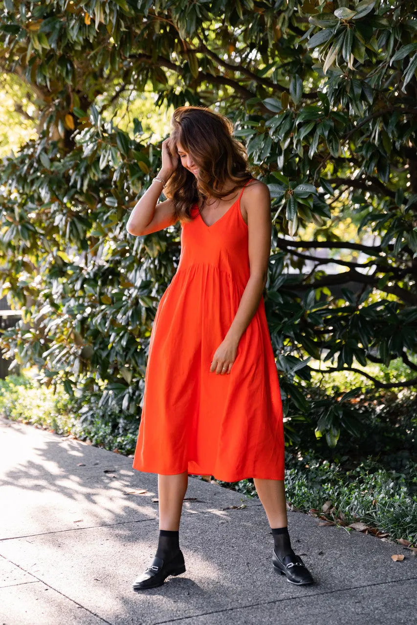 Faro Dress in Recycled Blood Orange