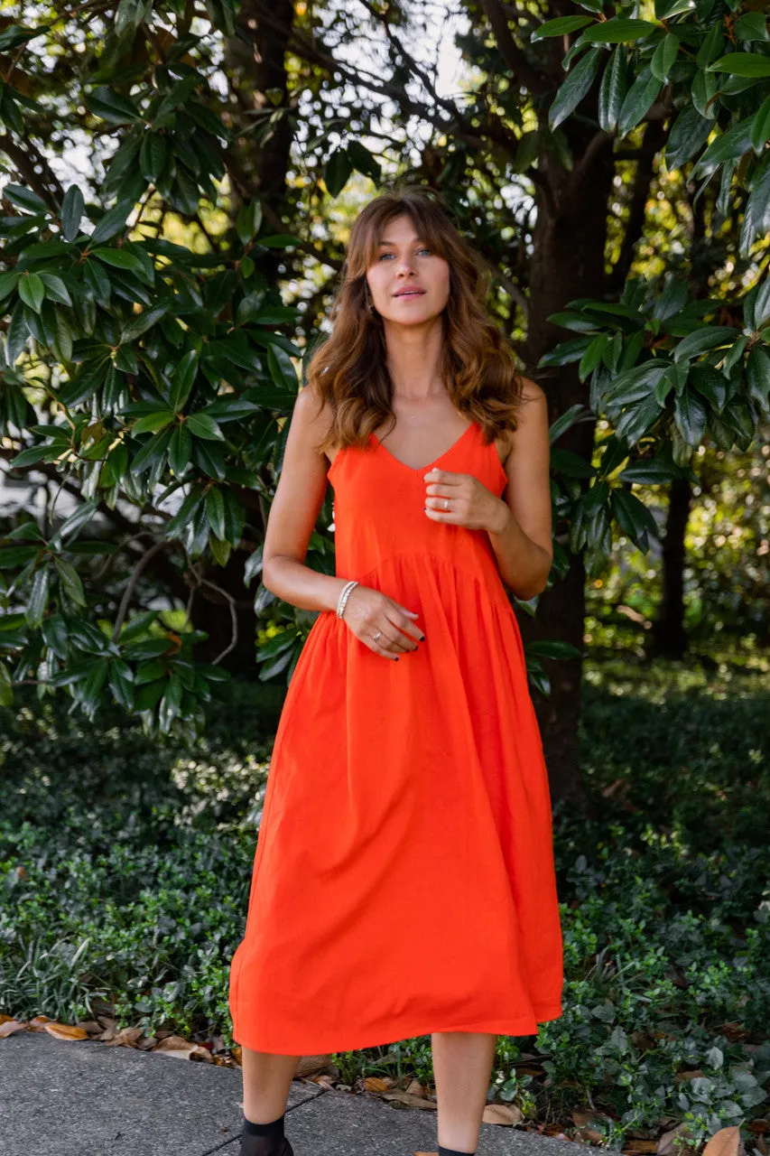 Faro Dress in Recycled Blood Orange
