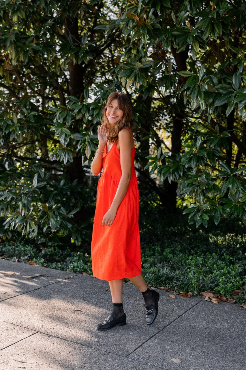 Faro Dress in Recycled Blood Orange