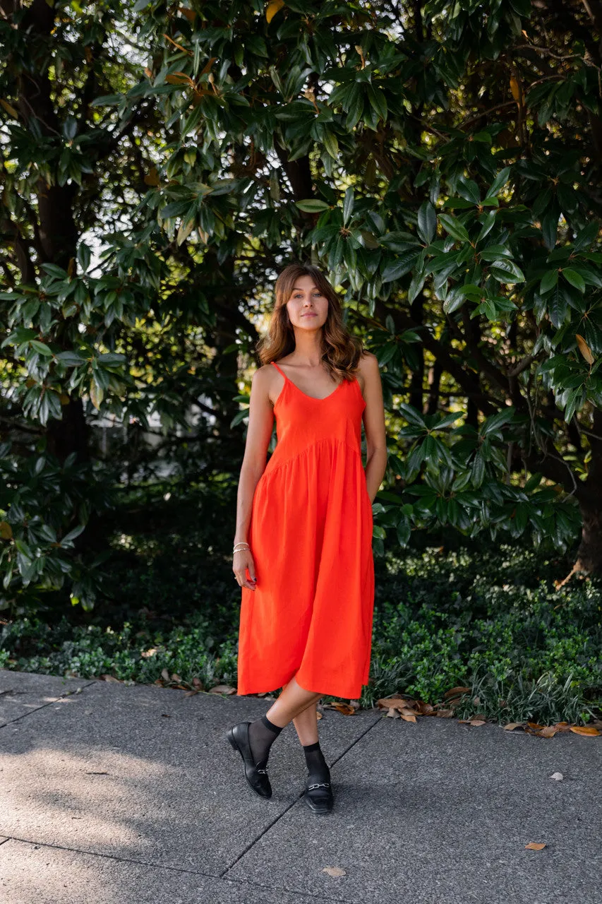Faro Dress in Recycled Blood Orange