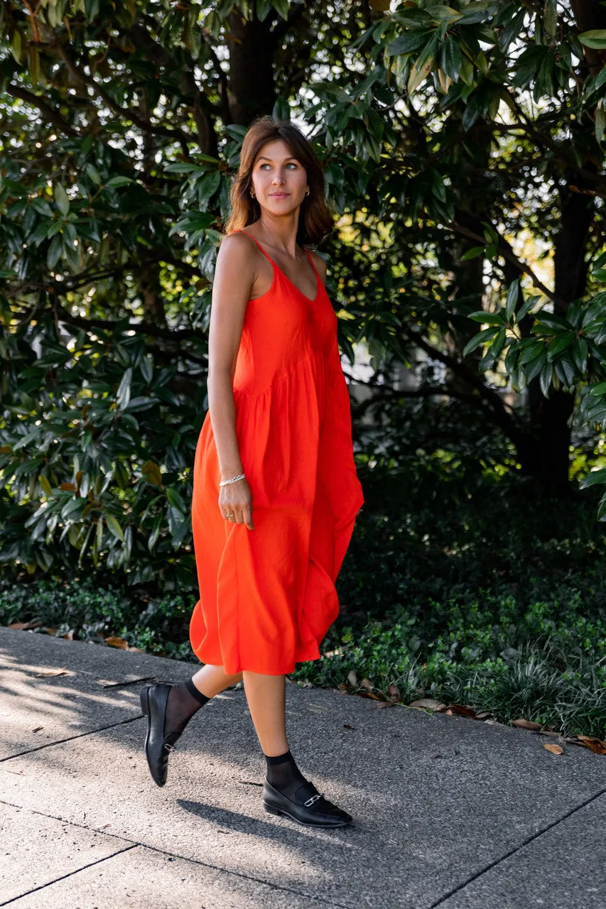 Faro Dress in Recycled Blood Orange