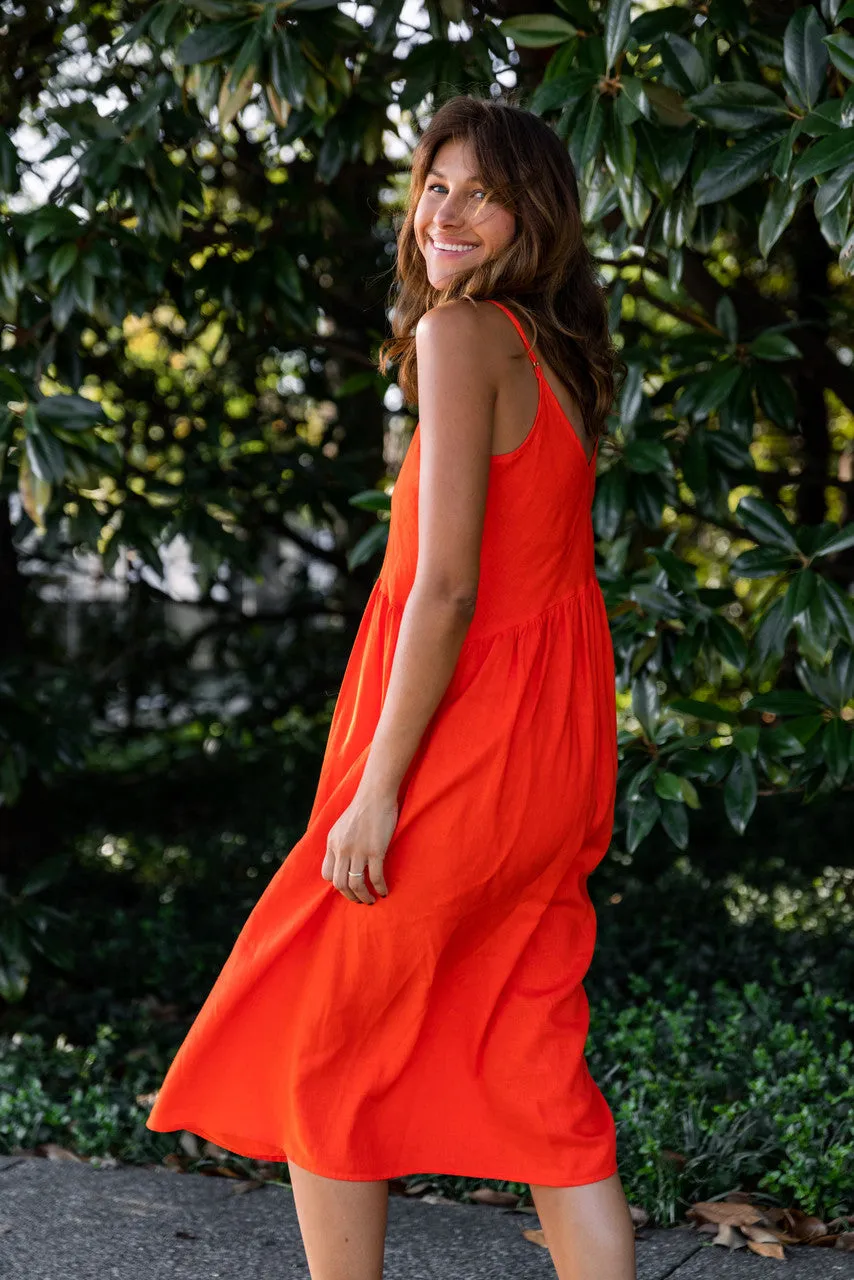 Faro Dress in Recycled Blood Orange
