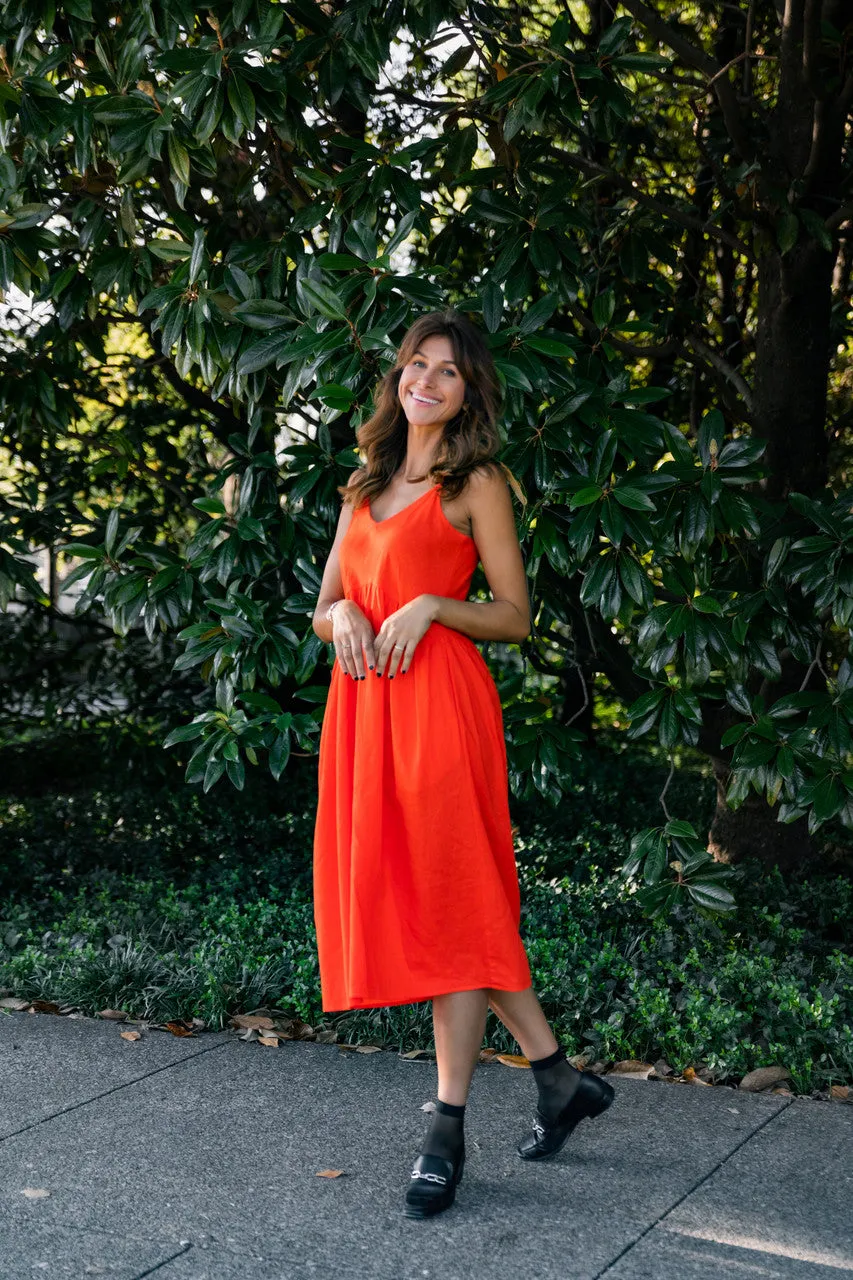 Faro Dress in Recycled Blood Orange