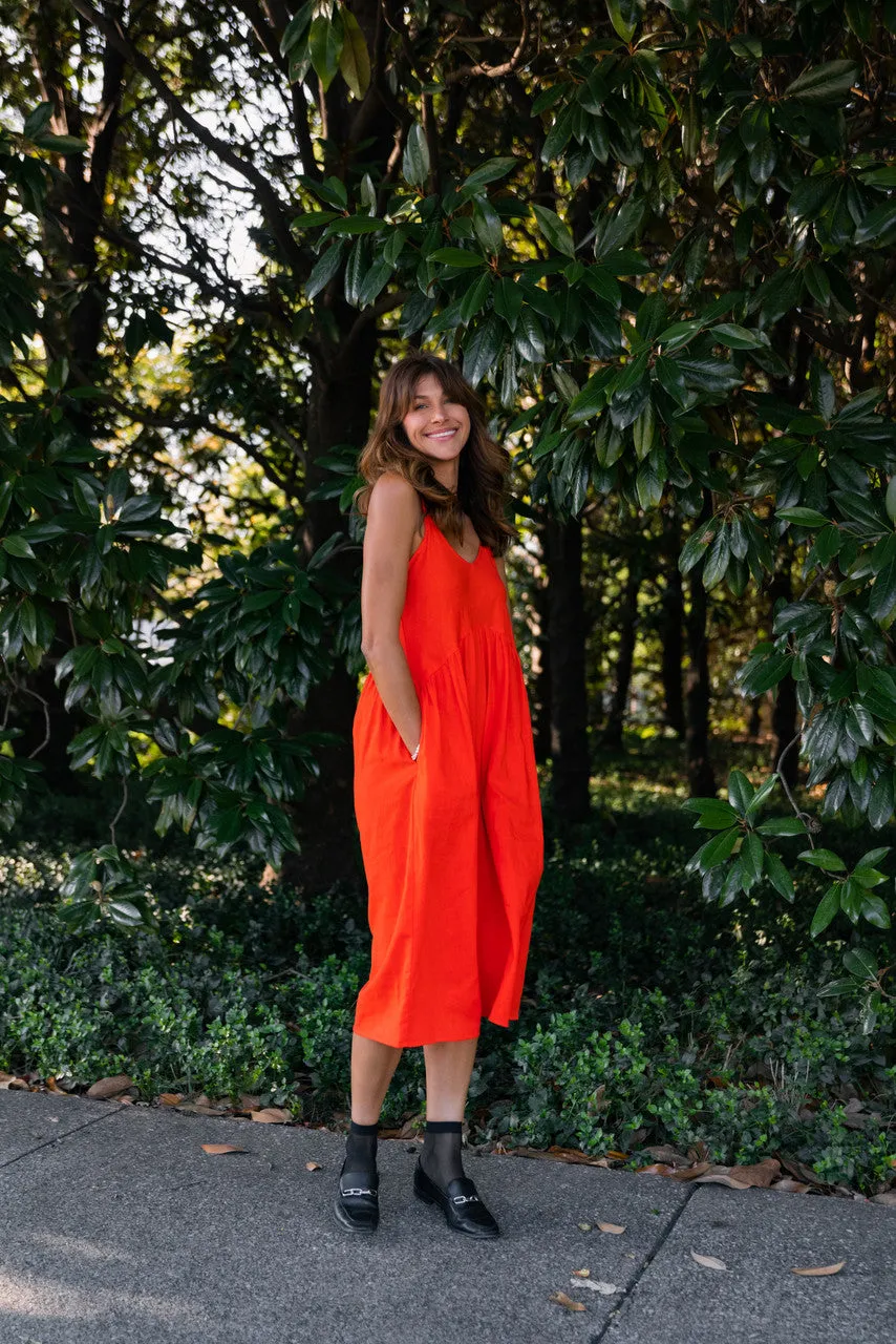 Faro Dress in Recycled Blood Orange