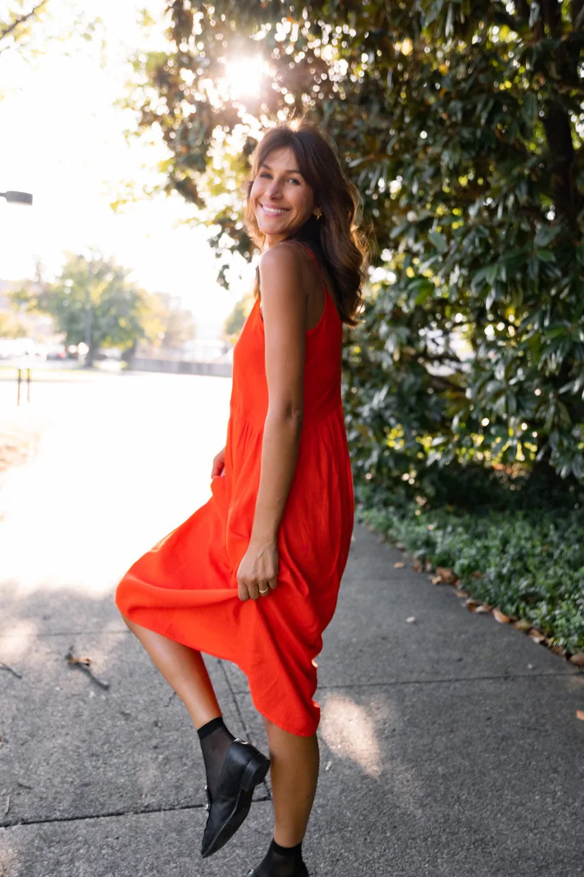 Faro Dress in Recycled Blood Orange